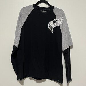 No Boundaries Mens Layered Y2K T Shirt Size XL Black Grunge Skater Streetwear